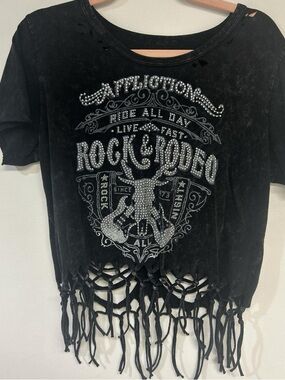 Affliction Black Studded Logo Tee
